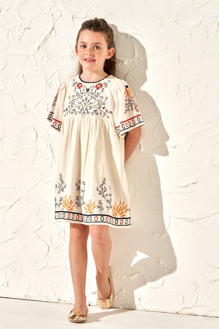 Angel & Rocket Nude 100% Cotton Embroidered Reyna Swing Dress - Image 1 of 6