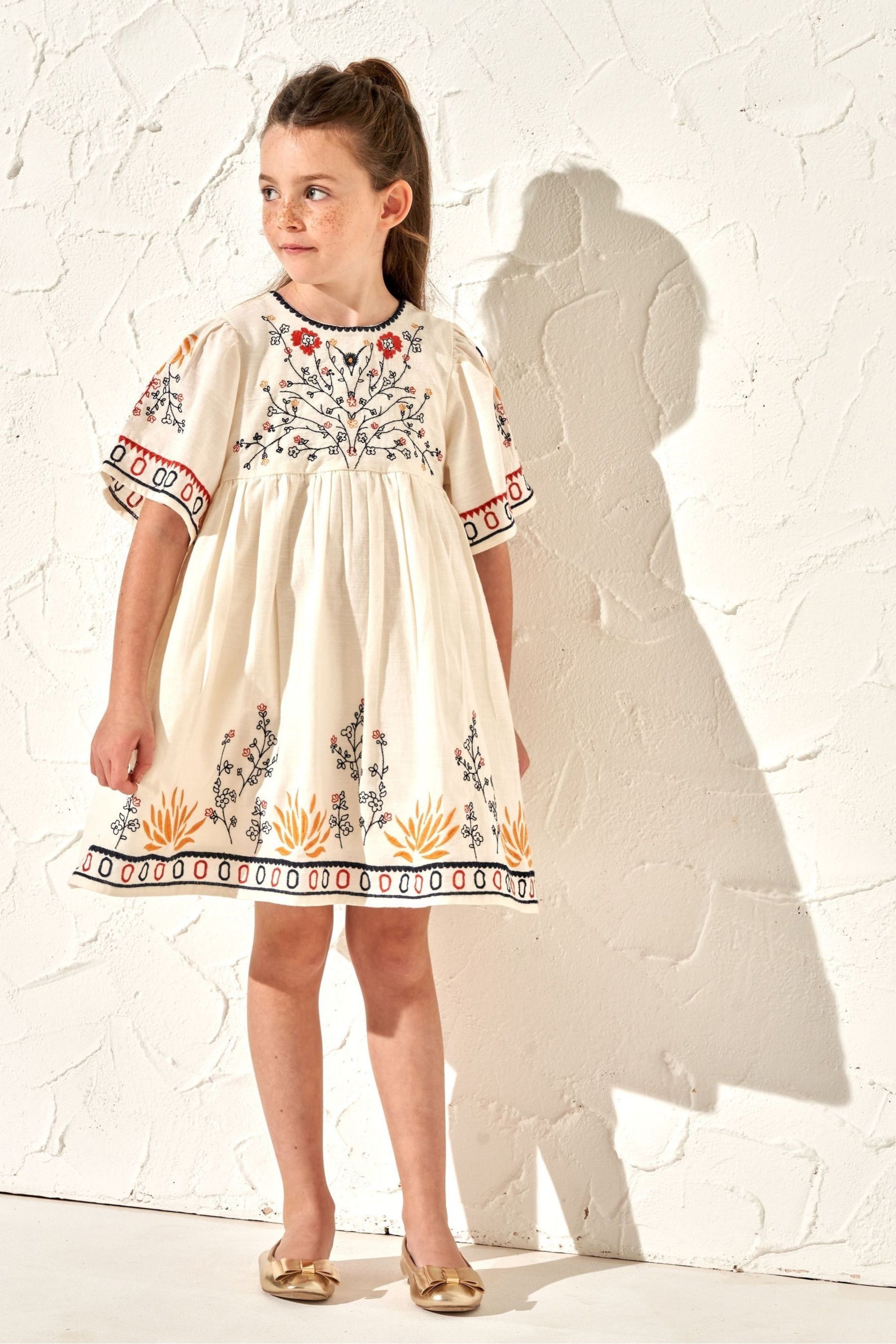 Angel & Rocket Nude Embroidered Reyna Swing Dress - Image 2 of 6
