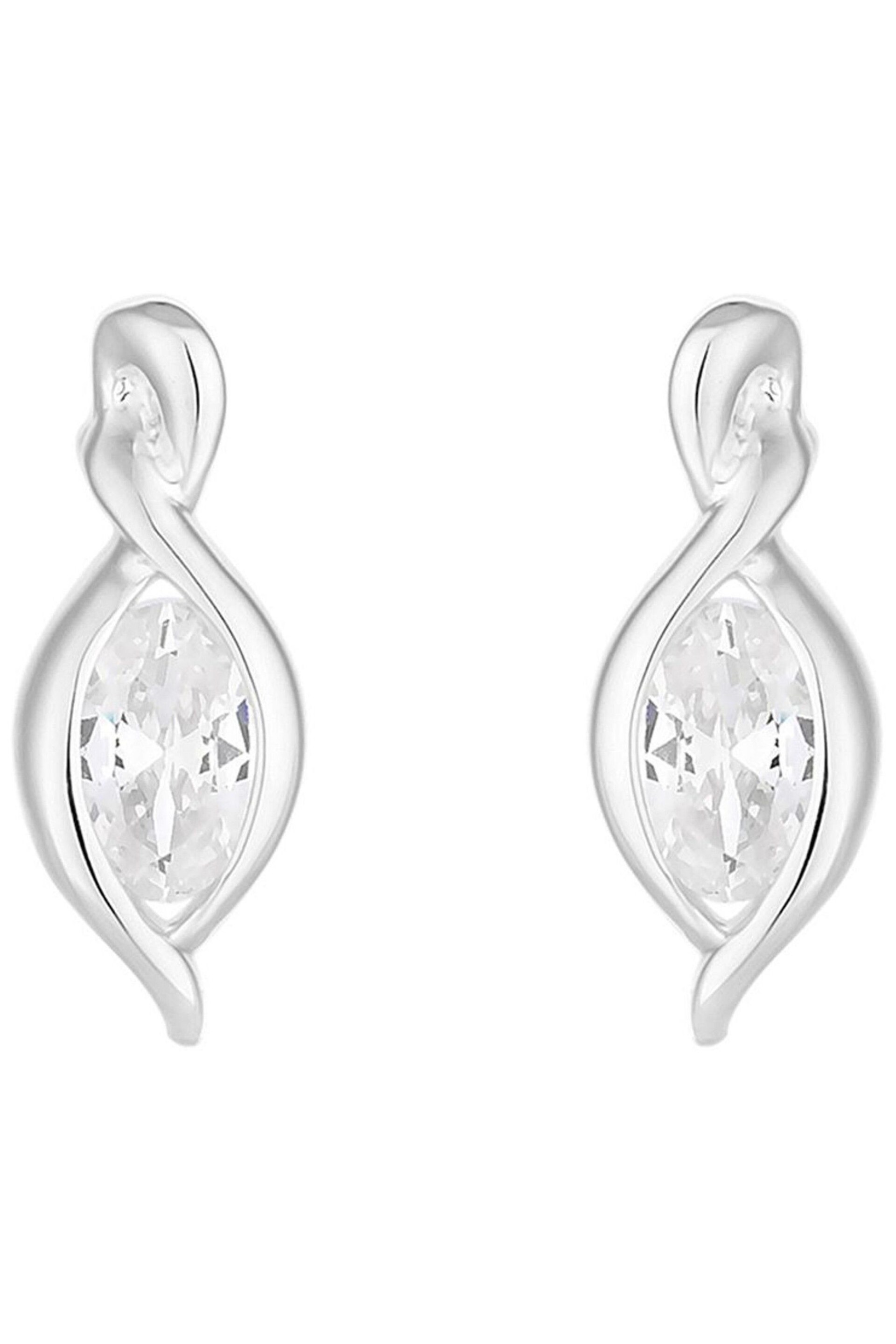 Simply Silver Silver Tone Cubic Zirconia Navette Earrings - Image 1 of 3