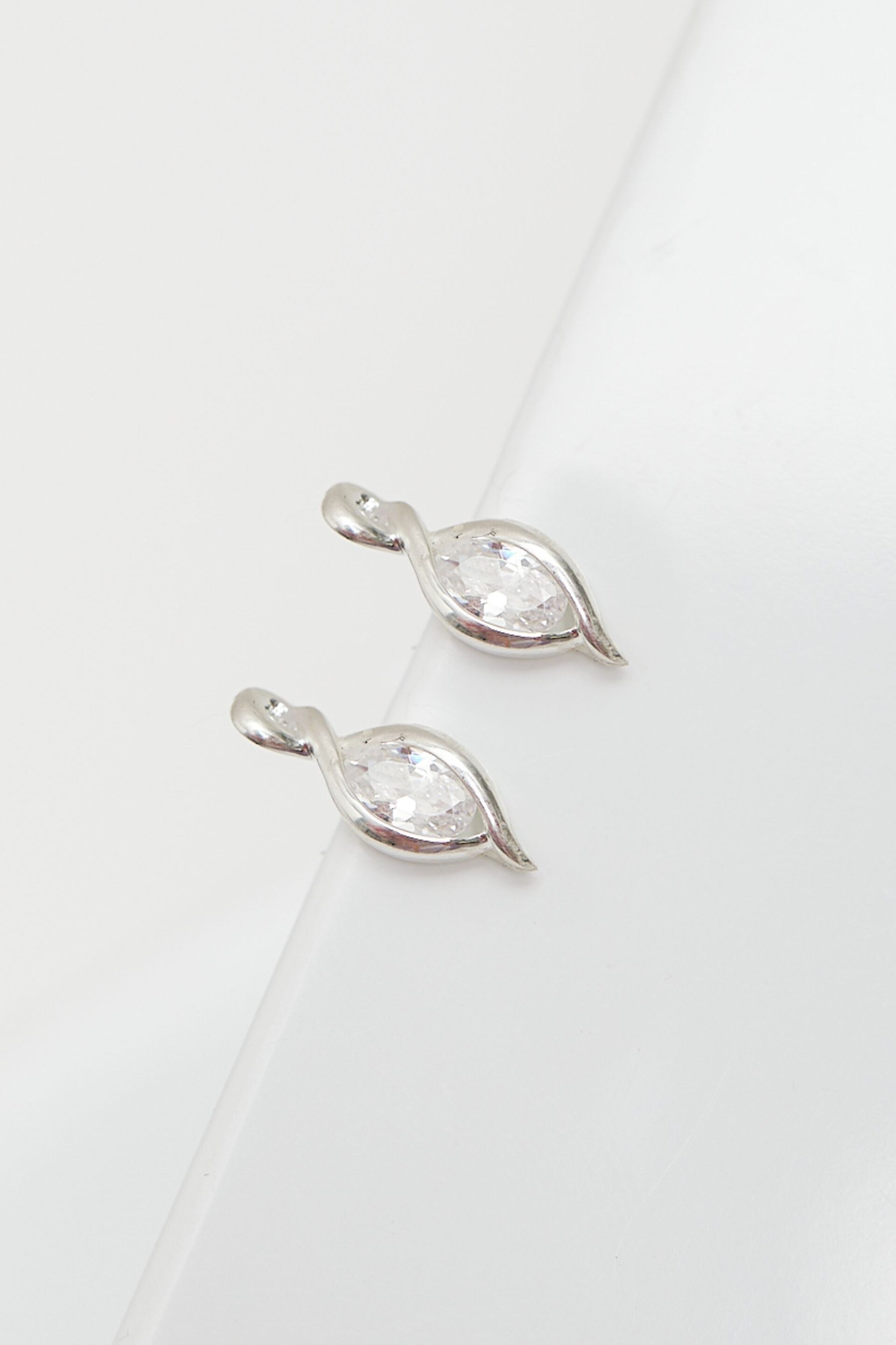 Simply Silver Silver Tone Cubic Zirconia Navette Earrings - Image 2 of 3