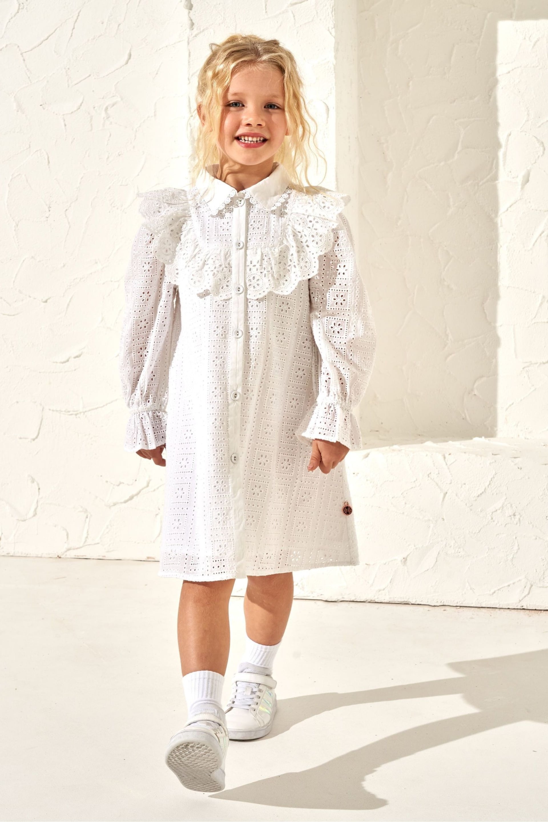 Angel & Rocket White Broderie Amelie Shirt Dress - Image 1 of 7