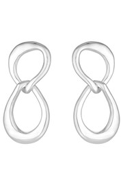 Simply Silver Silver Tone Polished Oval Link Drop Earrings - Image 1 of 3