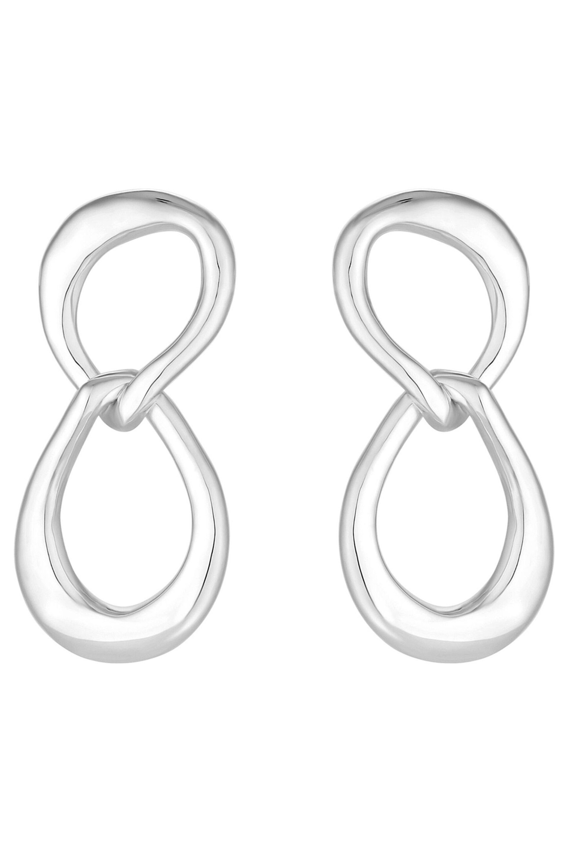 Simply Silver Silver Tone Polished Oval Link Drop Earrings - Image 1 of 3