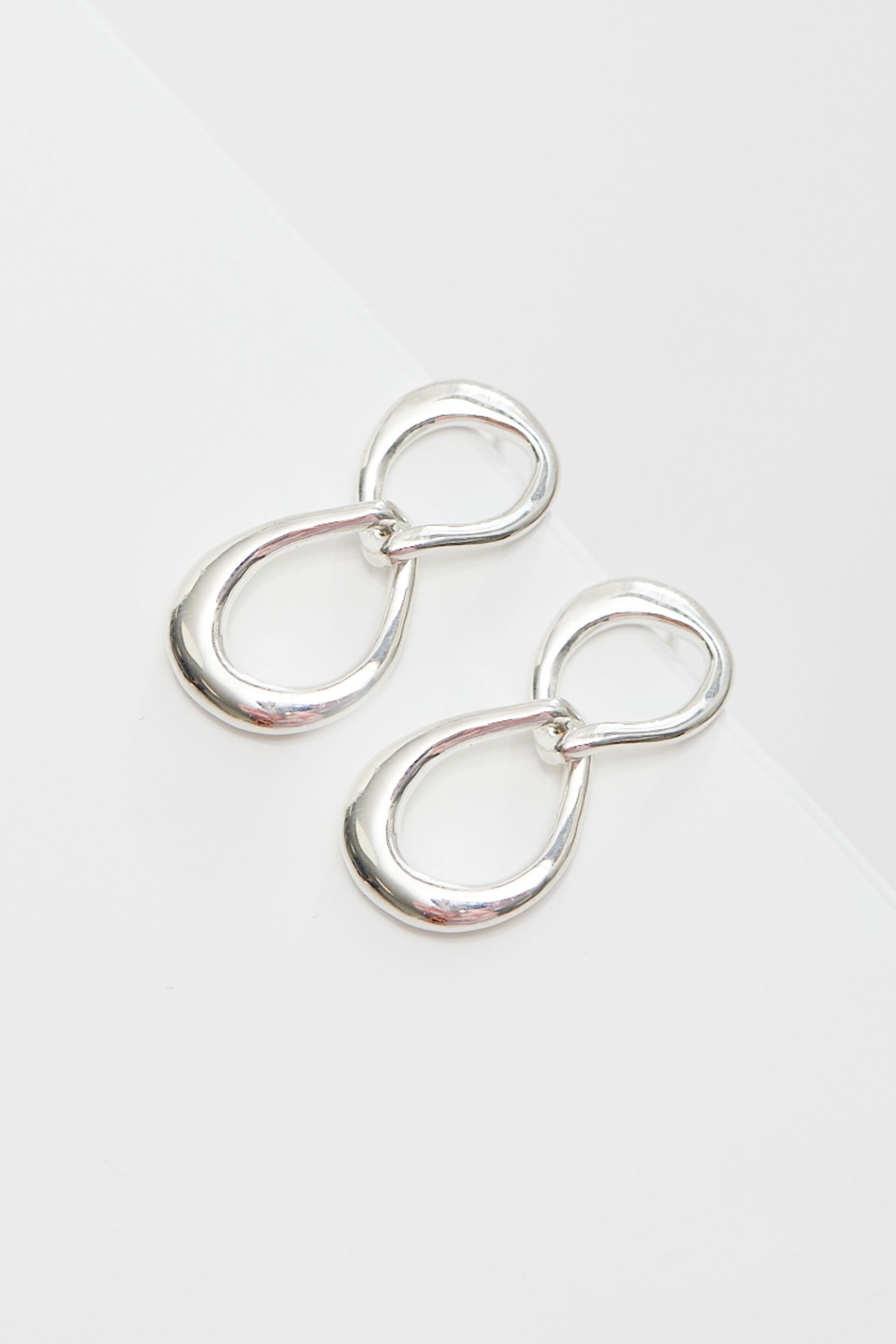 Simply Silver Silver Tone Polished Oval Link Drop Earrings - Image 2 of 3