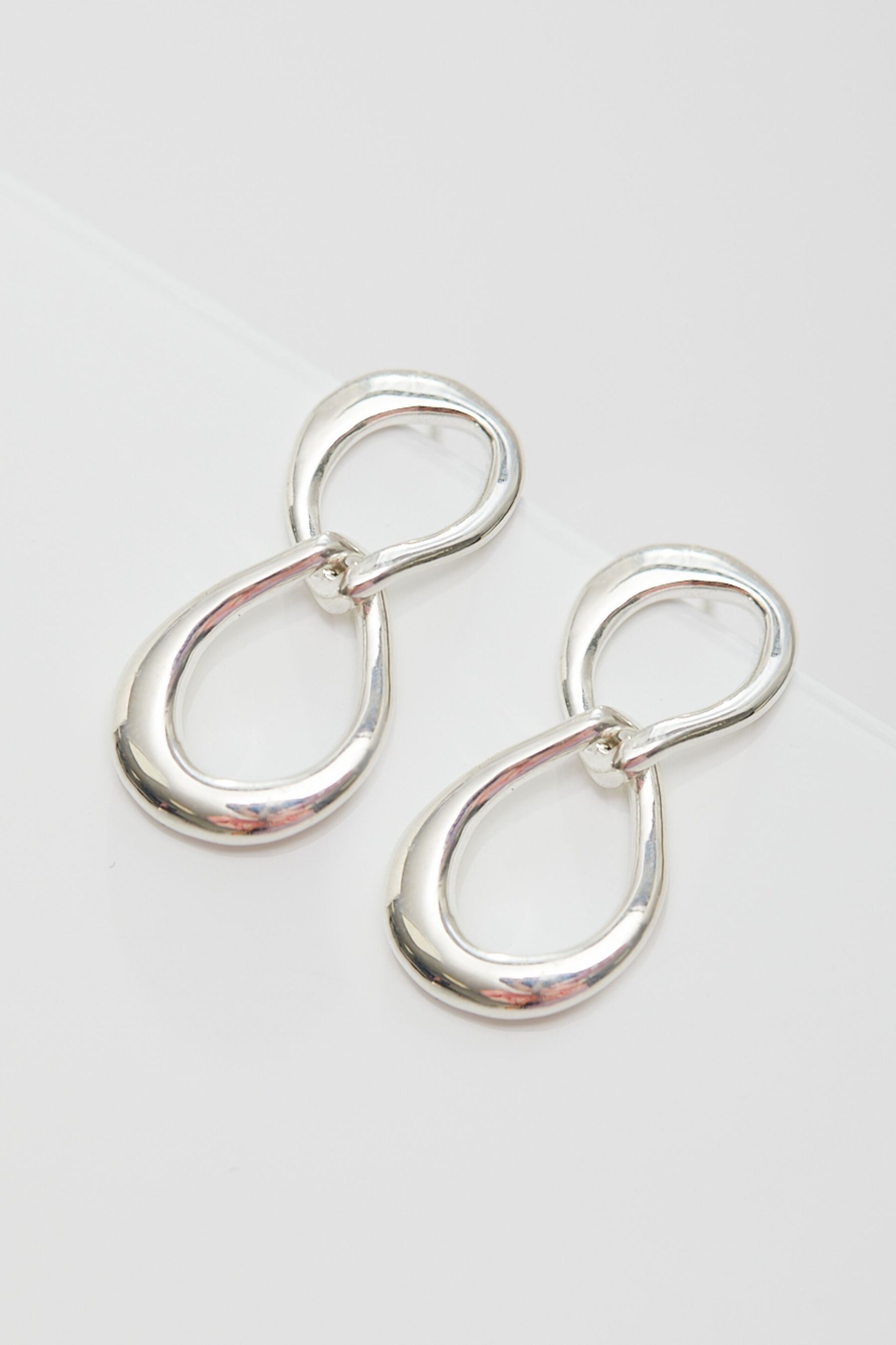 Simply Silver Silver Tone Polished Oval Link Drop Earrings - Image 3 of 3