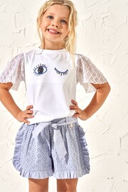 Angel & Rocket Blue Cleo Frill Broderie Shorts - Image 2 of 2