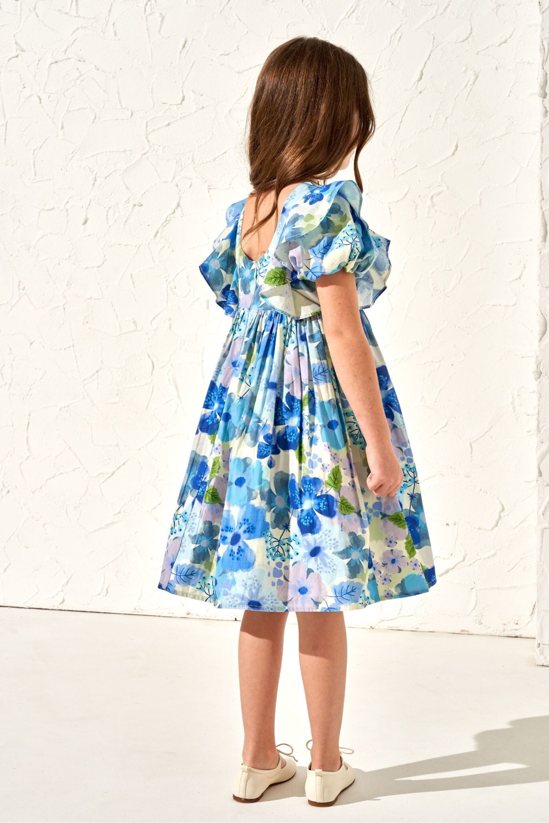 Angel & Rocket Blue Celia Floral Print Puff Sleeve Dress - Image 2 of 7