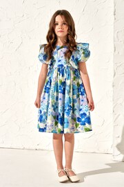 Angel & Rocket Blue Celia Floral Print Puff Sleeve Dress - Image 3 of 7