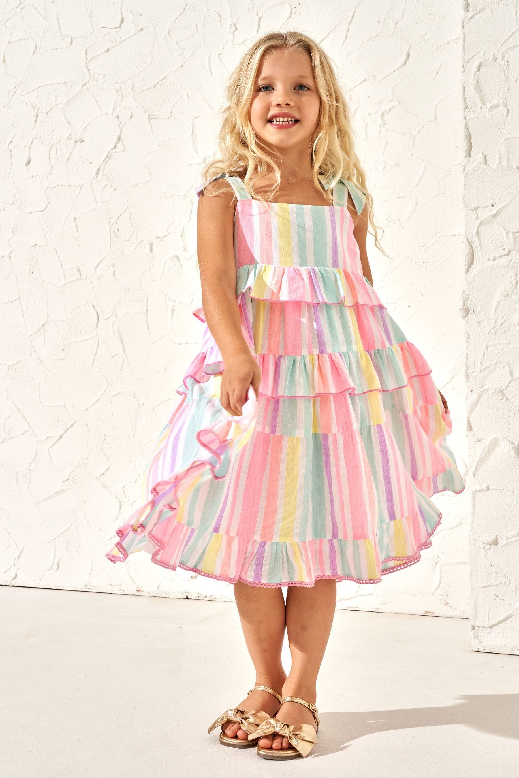 Buy Angel Rocket Pink 100 Cotton Pinki Nola Multi Bright Stripe Dress from the Next UK online shop