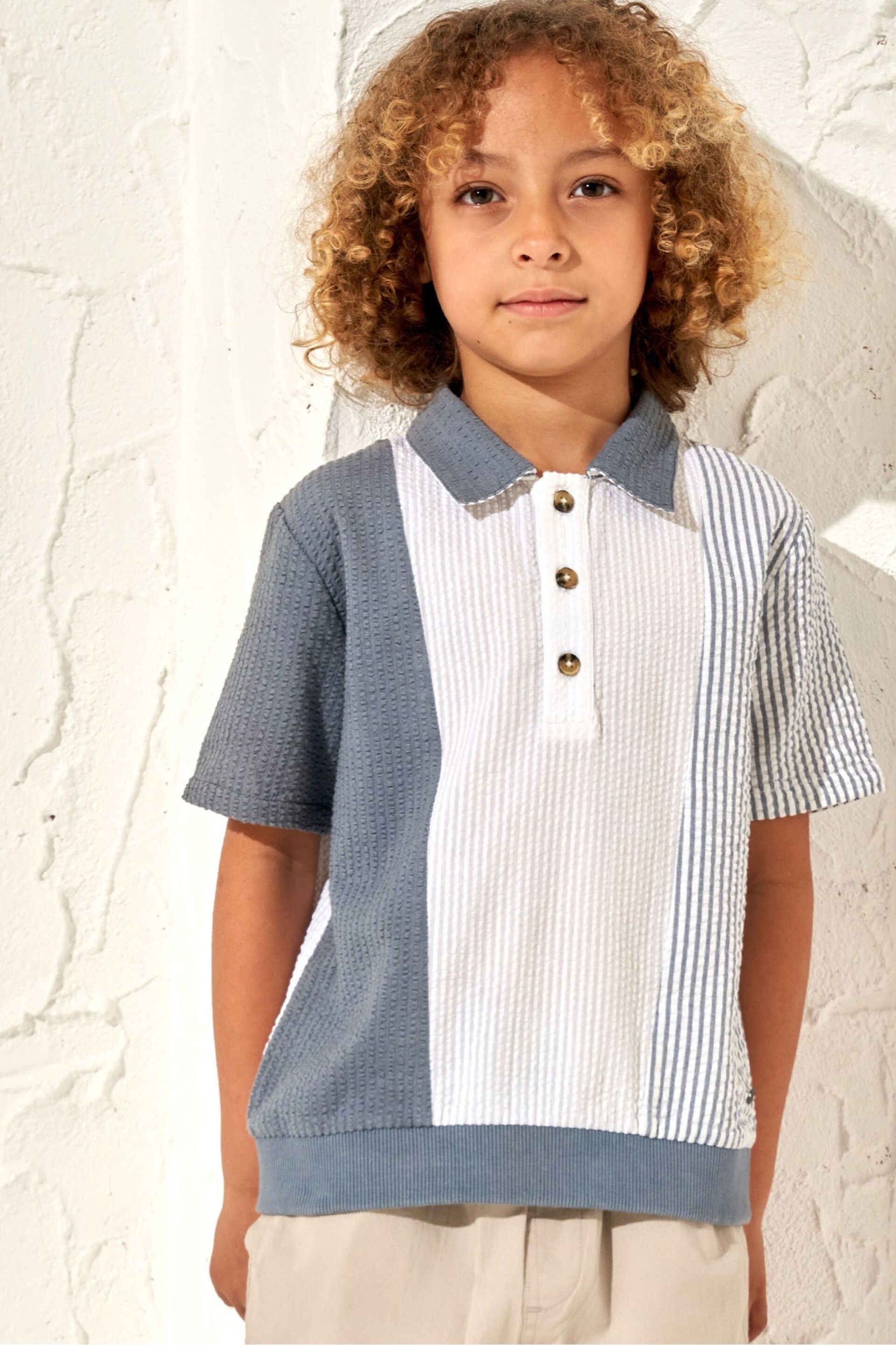 Angel & Rocket Blue Timmy Textured Polo Shirt - Image 2 of 6