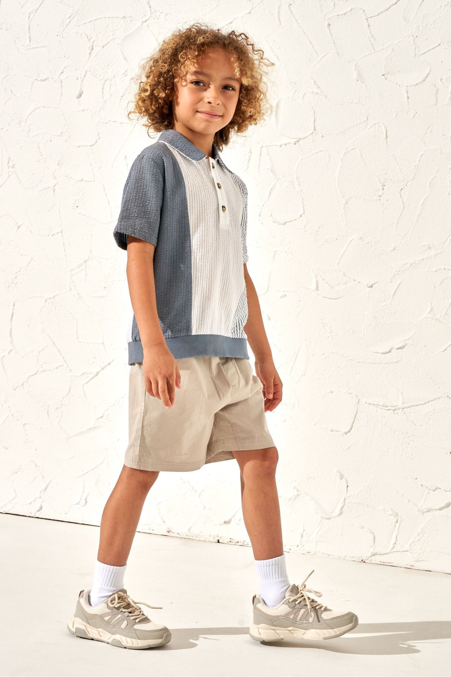 Angel & Rocket Blue Timmy Textured Polo Shirt - Image 3 of 6