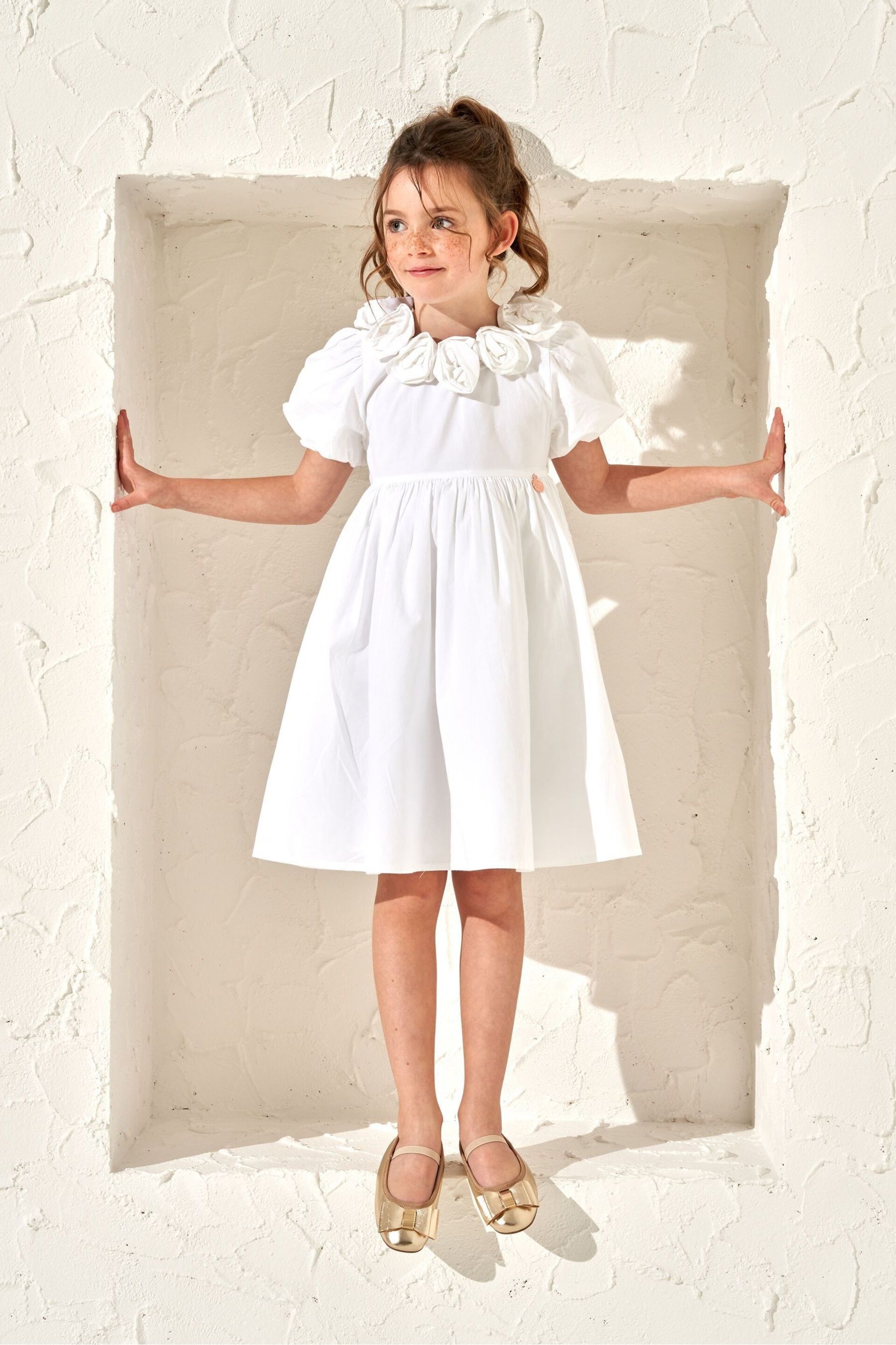 Angel & Rocket White Rose Corsage Loretta Dress - Image 1 of 3