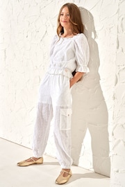 Angel & Rocket White Broderie Cleo Cargo Trousers - Image 2 of 6