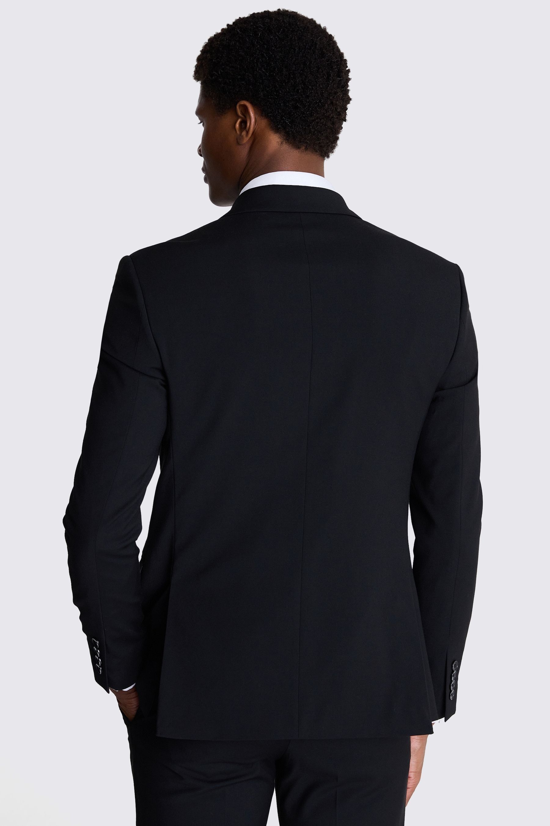 MOSS Black Double Breasted Stretch Slim Fit Suit Jacket