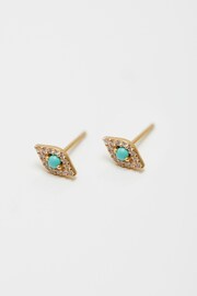 Inicio Gold Plated Gift Pouch Evil Eye Stud Earrings - Image 1 of 1