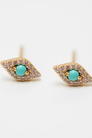 Inicio Gold Plated Gift Pouch Evil Eye Stud Earrings - Image 2 of 3