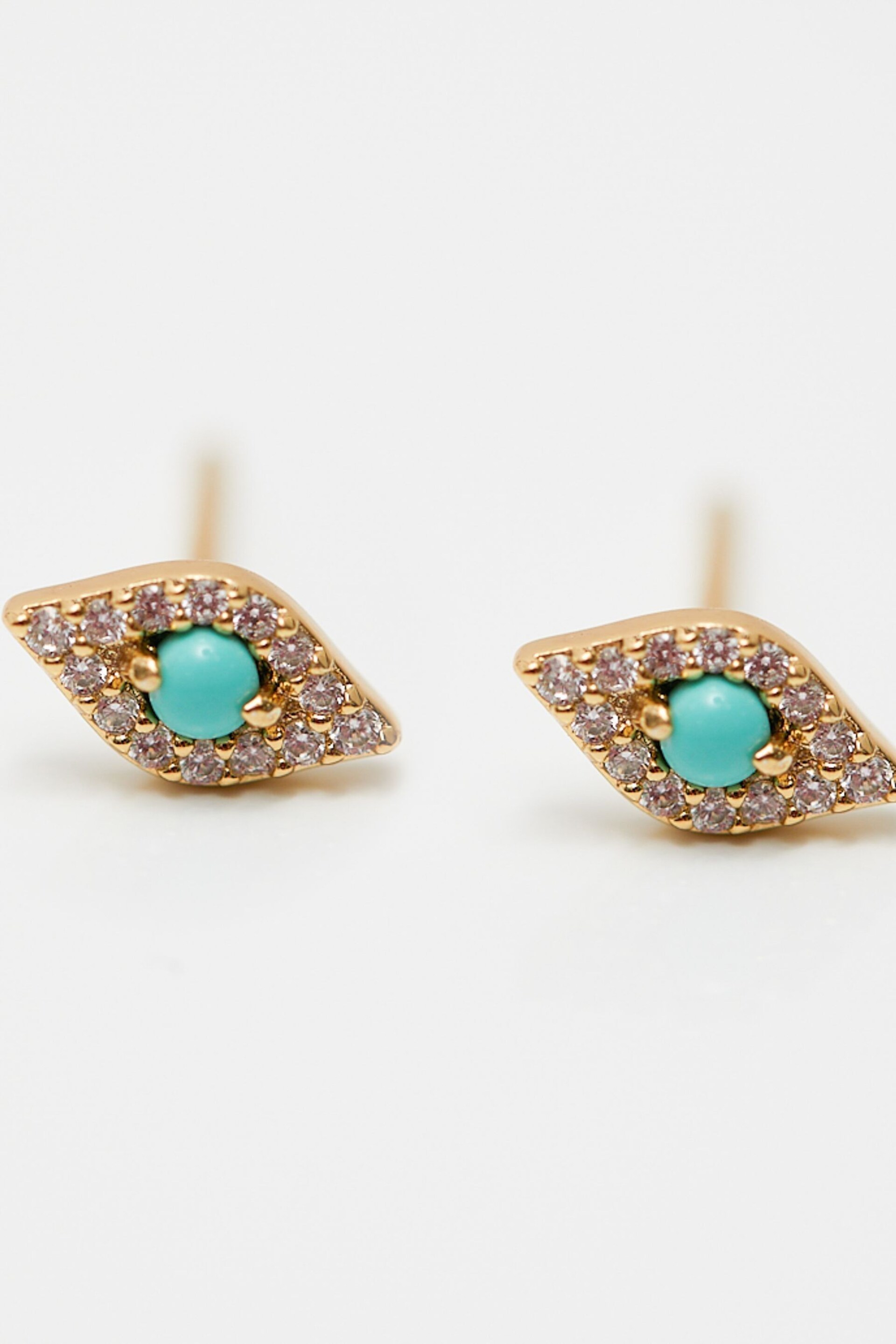 Inicio Gold Plated Gift Pouch Evil Eye Stud Earrings - Image 2 of 3