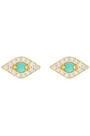 Inicio Gold Plated Gift Pouch Evil Eye Stud Earrings - Image 3 of 3