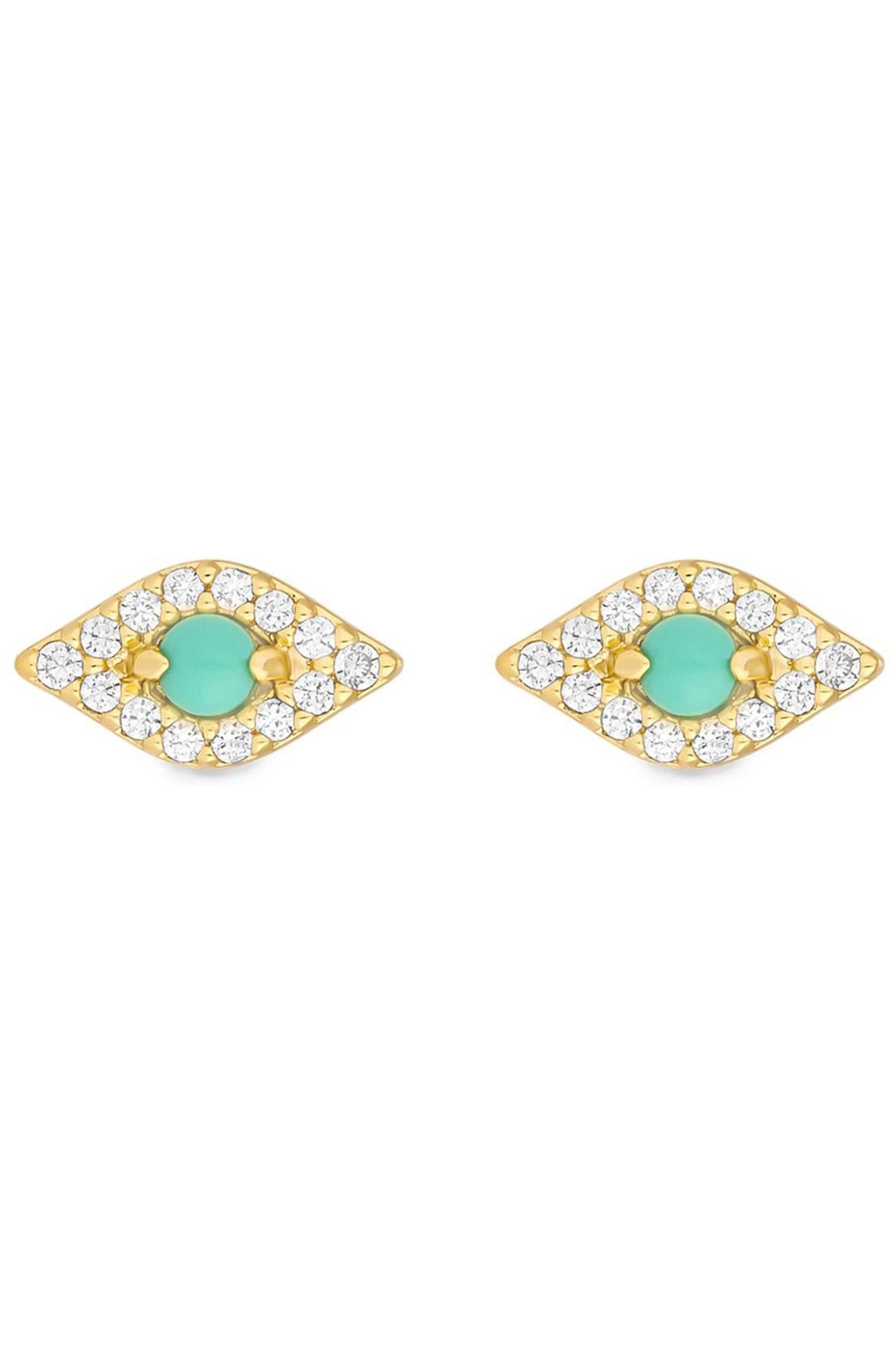 Inicio Gold Plated Gift Pouch Evil Eye Stud Earrings - Image 3 of 3