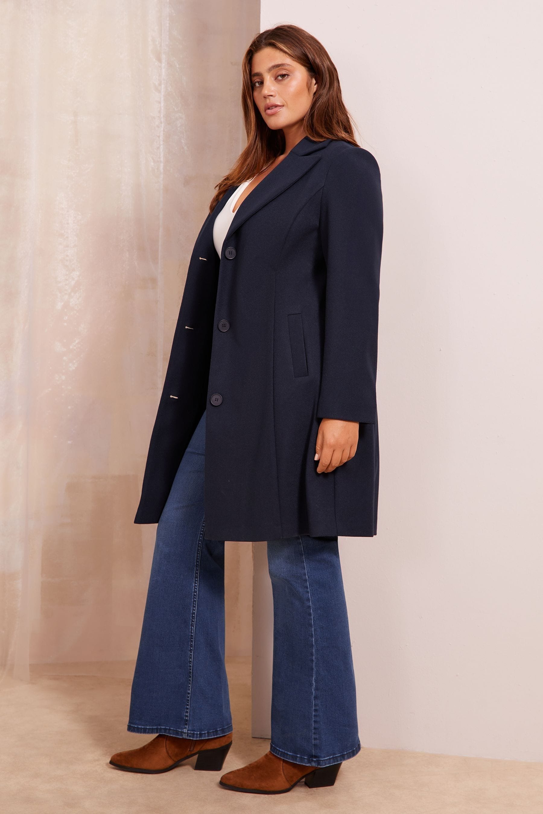 Buy Friends Like These Navy Blue Curve Longline Tailored Smart Coat from Next Netherlands