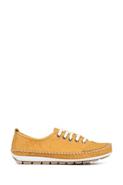 Pavers Yellow Ladies Leather Lace-Up Trainers - Image 1 of 5