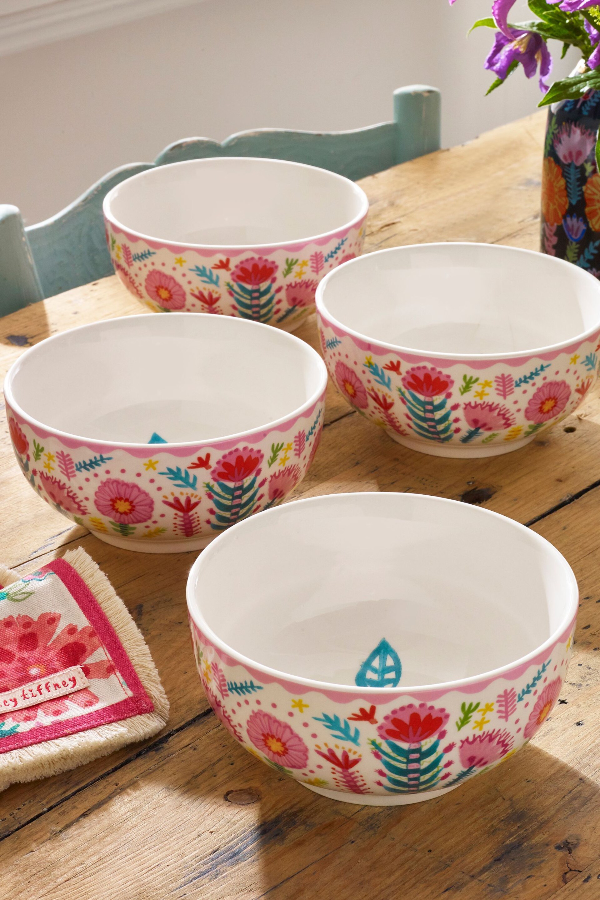 Lucy Tiffney Set of 4 Floral Cereal Bowls - Image 1 of 6