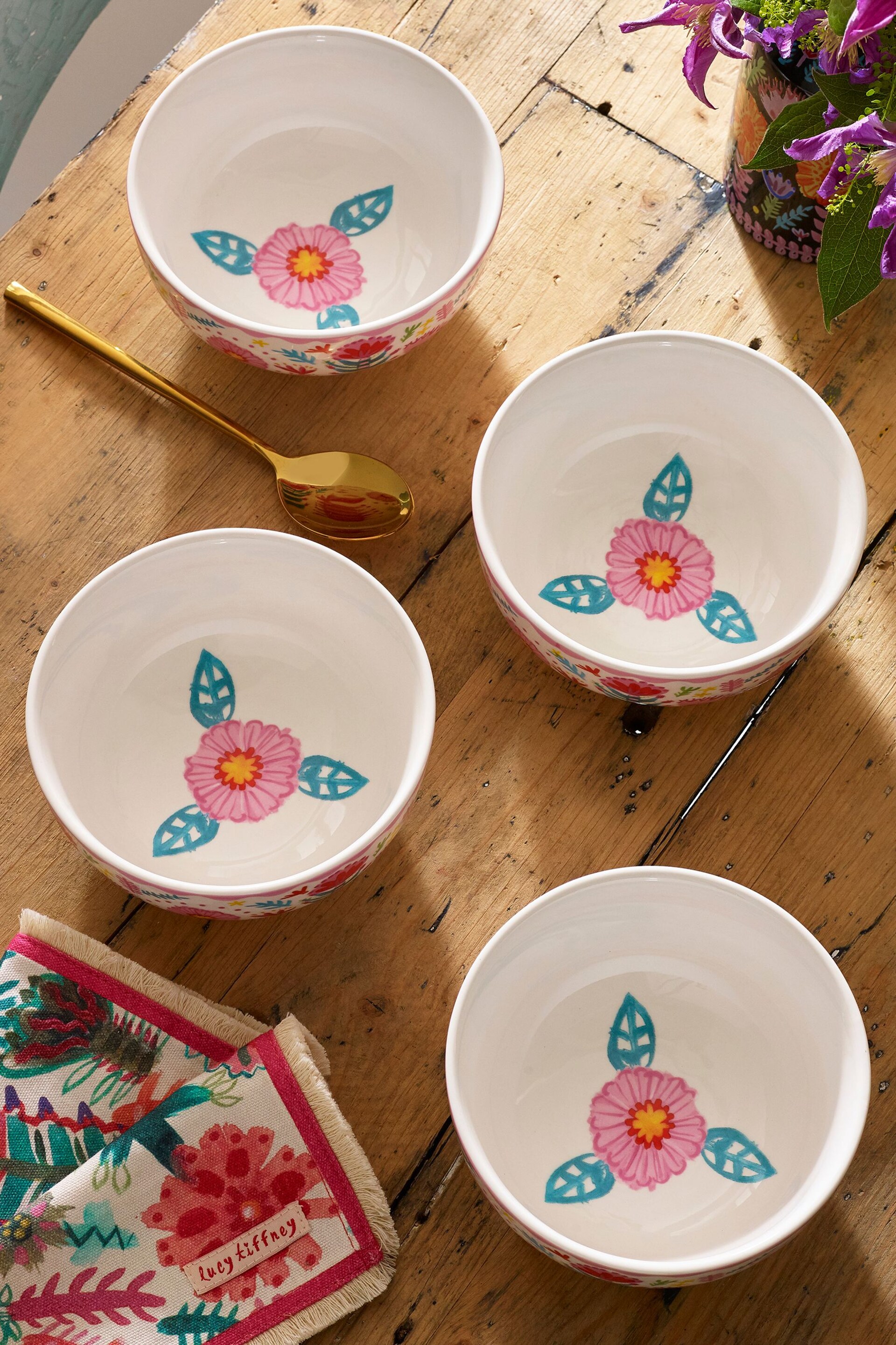 Lucy Tiffney Set of 4 Floral Cereal Bowls - Image 2 of 6