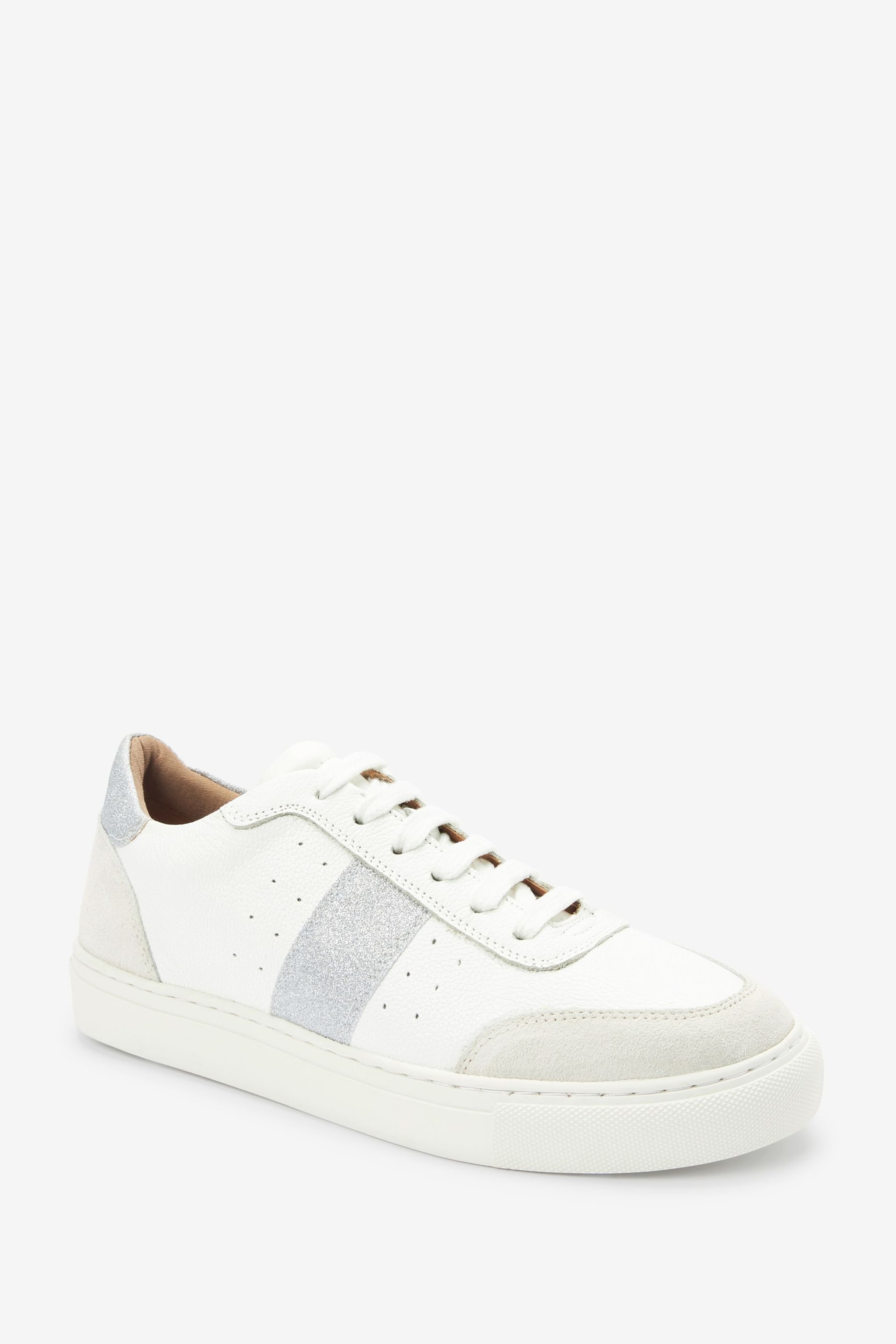 White & Silver Forever Comfort® Leather Lace Up Trainers - Image 4 of 6