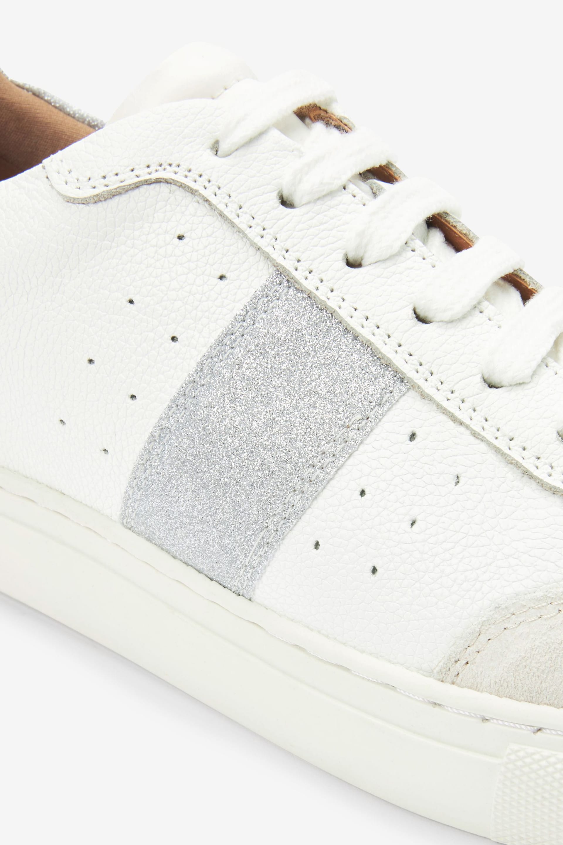 White & Silver Forever Comfort® Leather Lace Up Trainers - Image 6 of 6