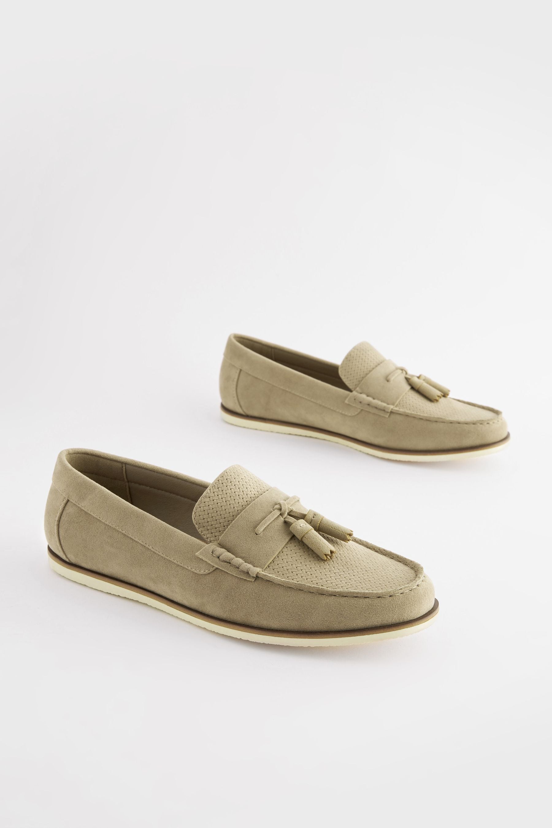 Stone Embossed Tassel Loafers