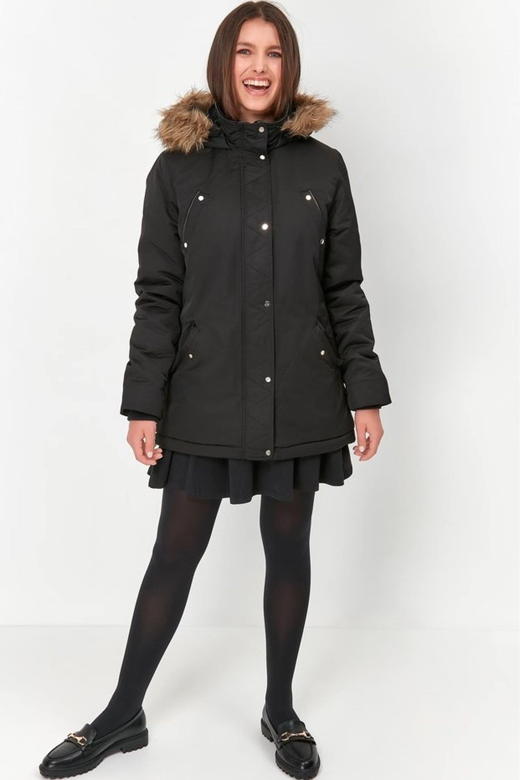 Buy Kylie Black Teen Parka Coat from Next Luxembourg