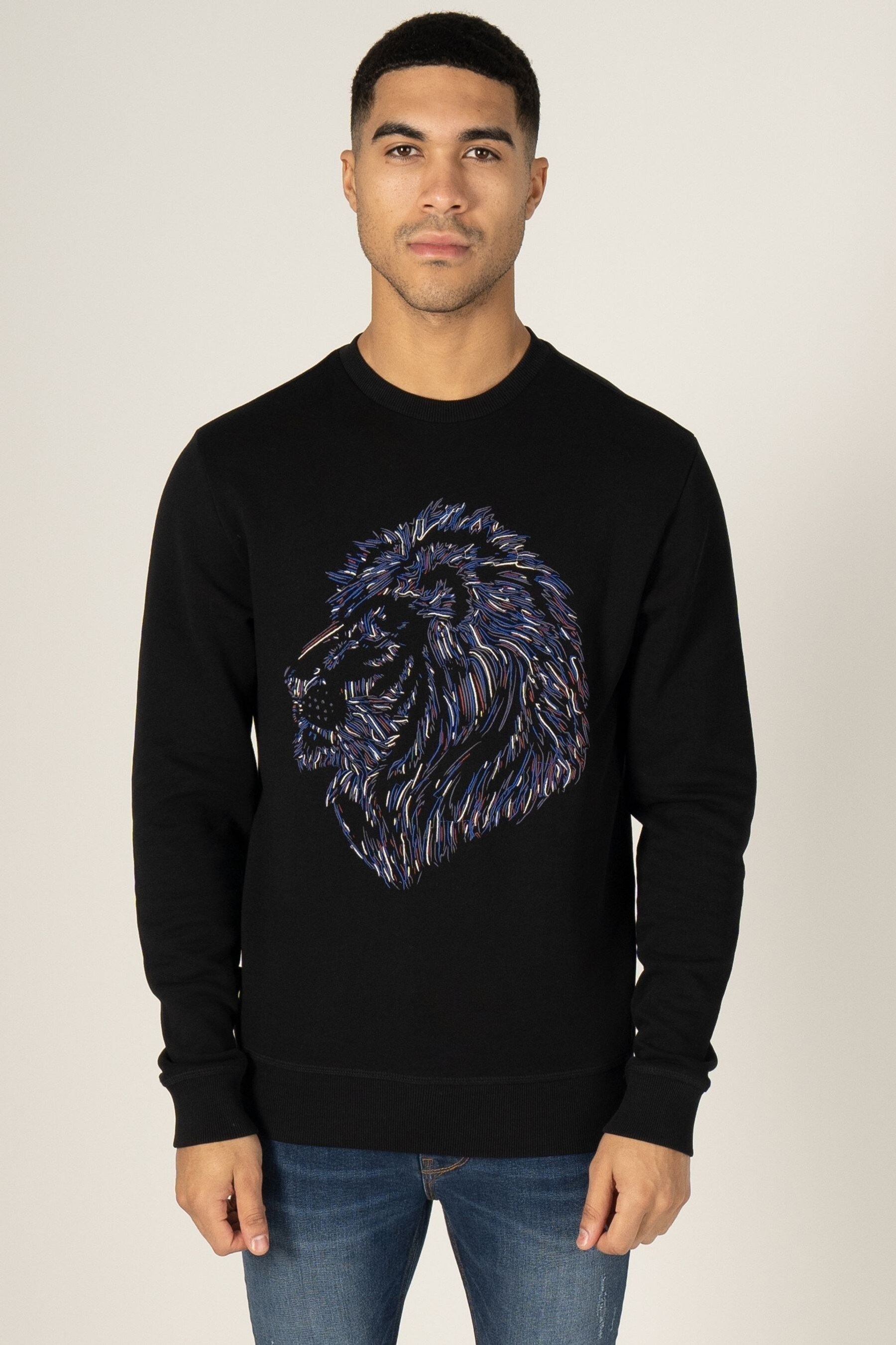 Buy Luke 1977 Black Bayeux 100 Cotton Crew Neck Sweatshirt from the Next UK online shop