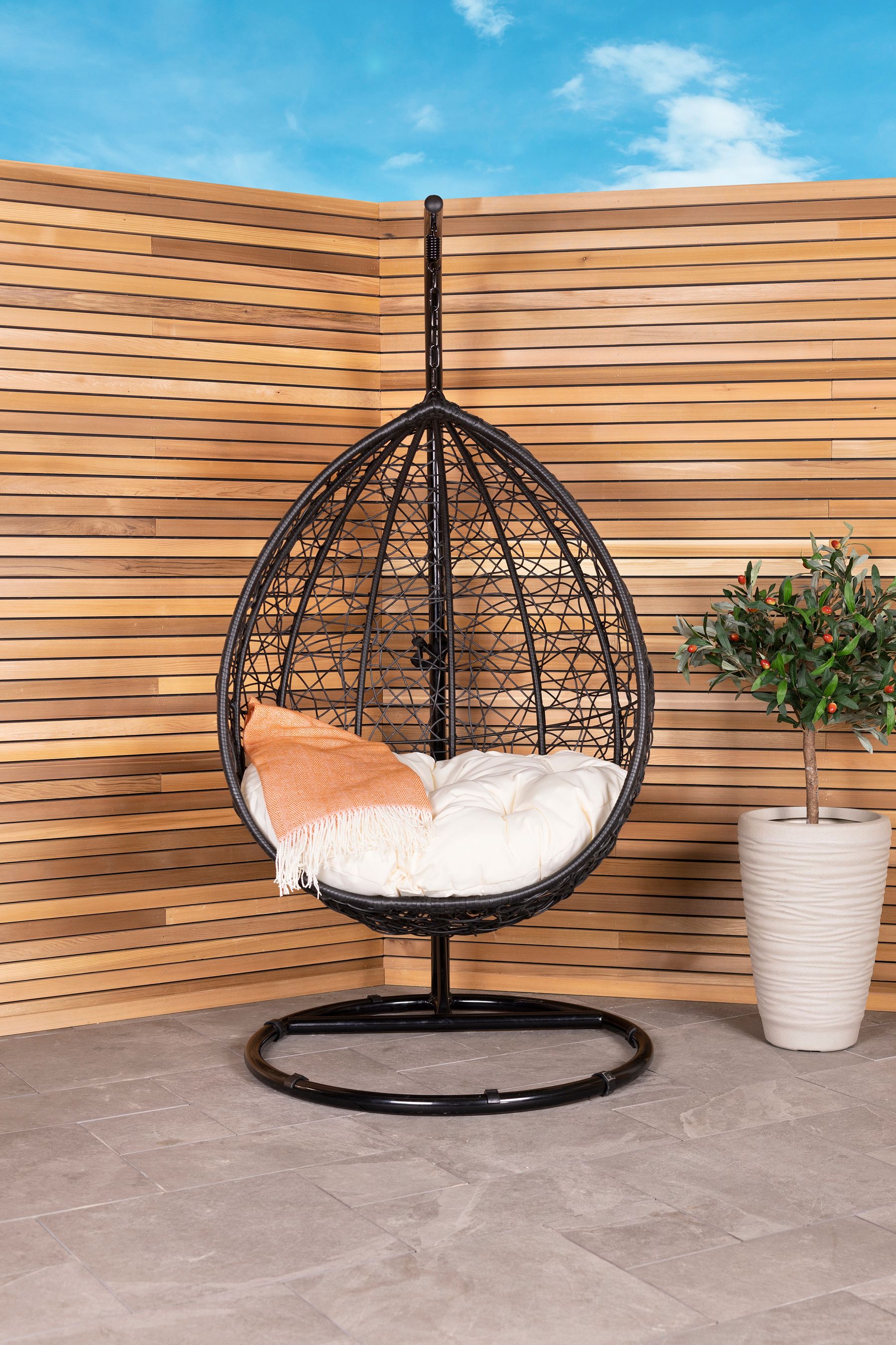 Buy Charles Bentley Black Garden Rattan Hanging Egg Chair from the Next UK online shop