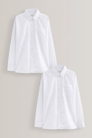 White Easy Fastening Long Sleeve School Shirts 2 Pack (3-12yrs) - Image 1 of 4