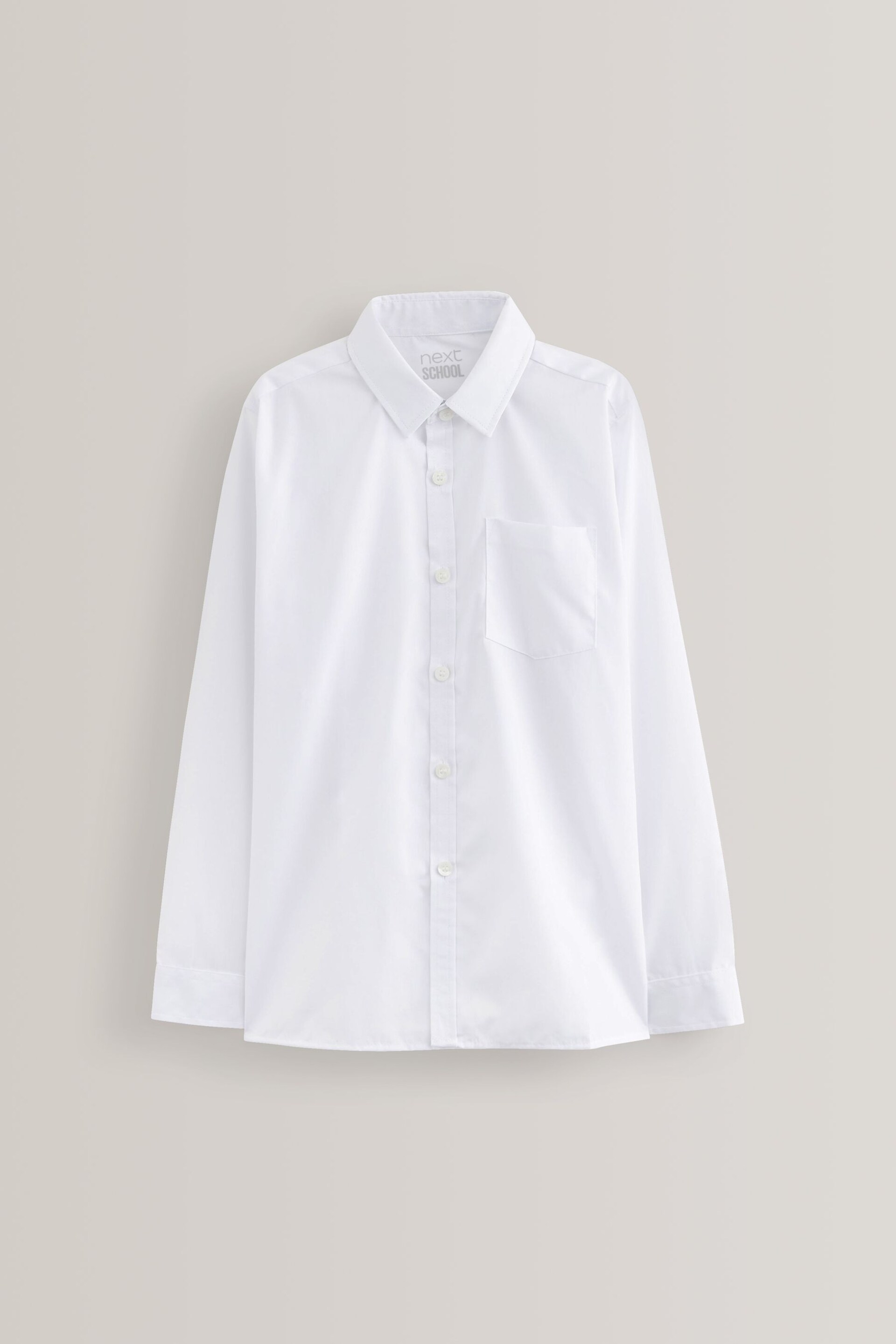 White Easy Fastening Long Sleeve School Shirts 2 Pack (3-12yrs) - Image 3 of 4