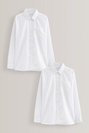 White Regular Fit 2 Pack Long Sleeve School Shirts (3-17yrs) - Image 1 of 4