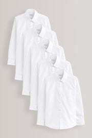 White Slim Fit 5 Pack Long Sleeve School Shirts (3-17yrs) - Image 1 of 4