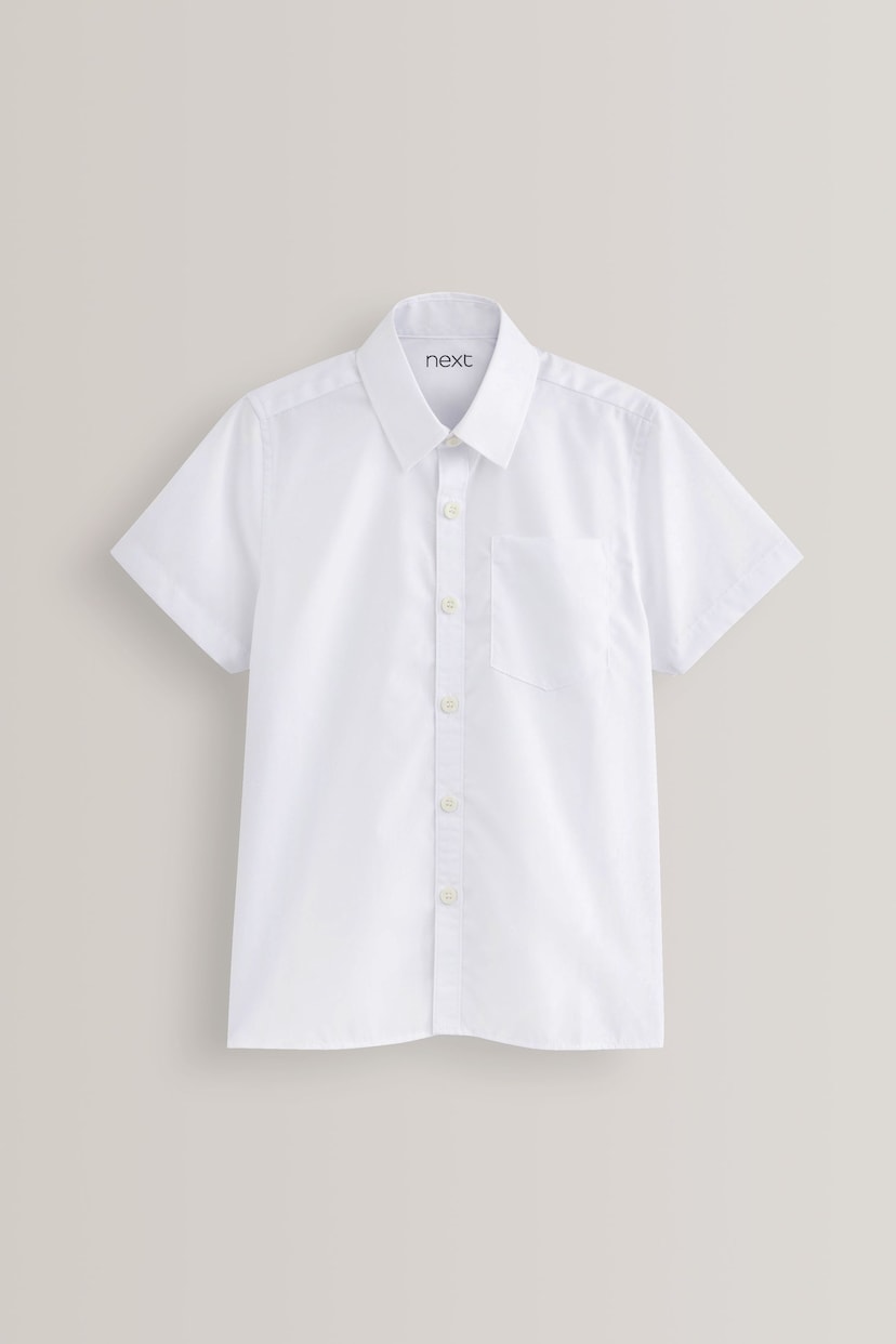 White Regular Fit 2 Pack Short Sleeve School Shirts (3-17yrs) - Image 2 of 5