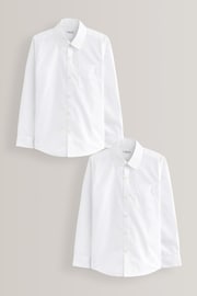 White Slim Fit 2 Pack Long Sleeve School Shirts (3-17yrs) - Image 1 of 5