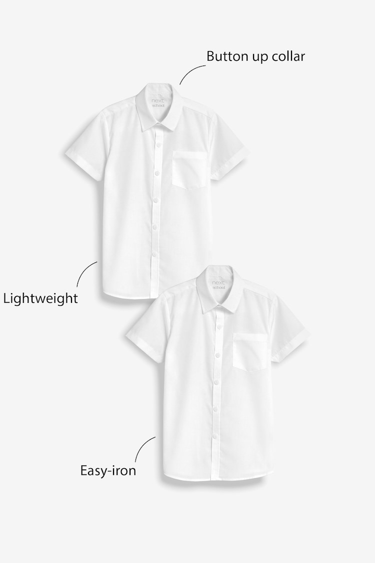 White Slim Fit 2 Pack Short Sleeve School Shirts (3-17yrs) - Image 4 of 6