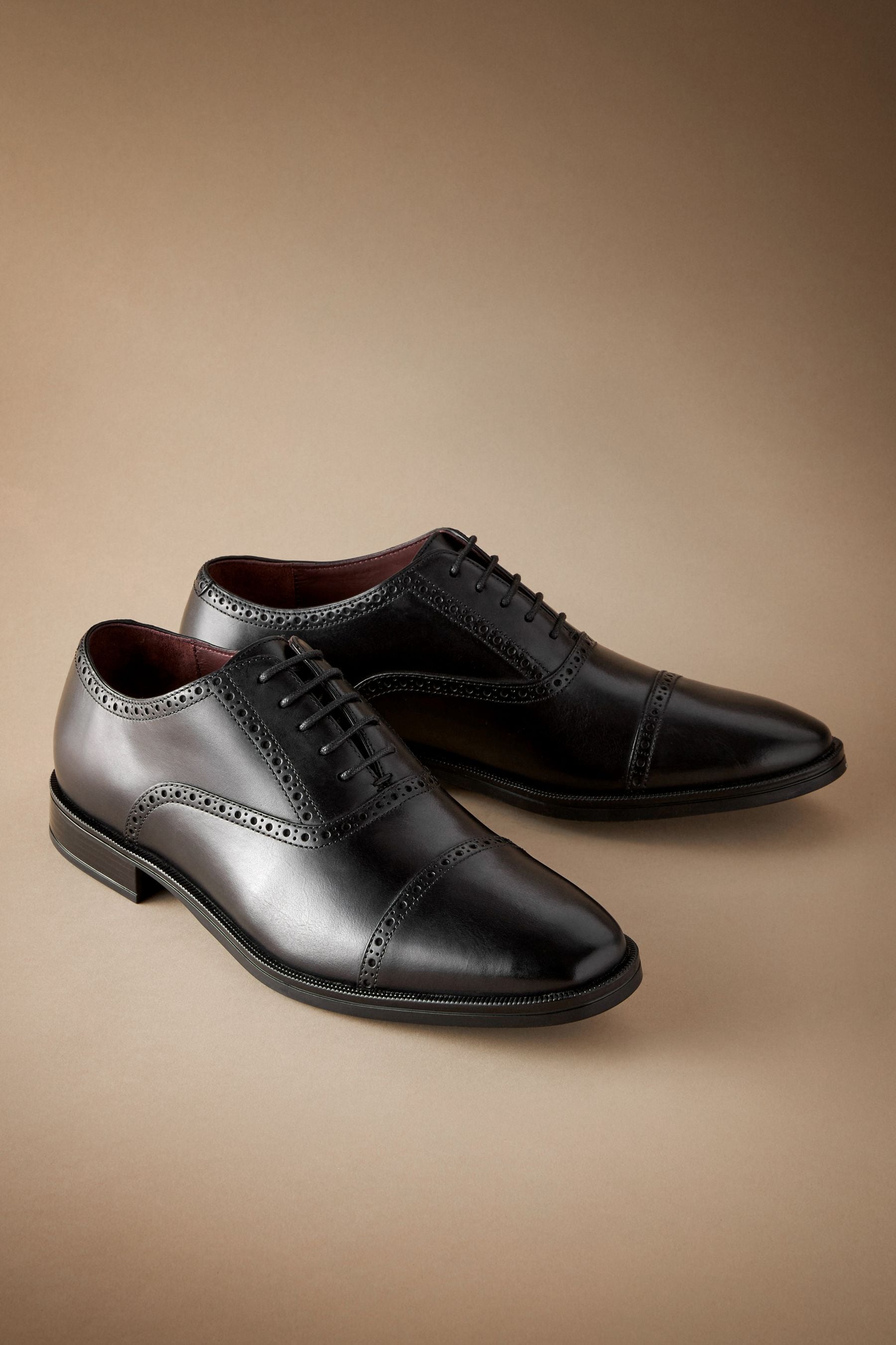 Buy Black Signature Toe Cap Oxford Shoes from Next Luxembourg