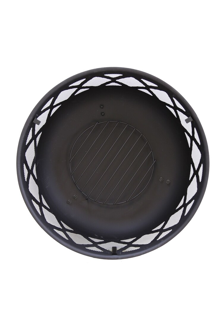 Charles Bentley Black Large Round Garden Metal Fire Pit With Mesh - Image 4 of 4