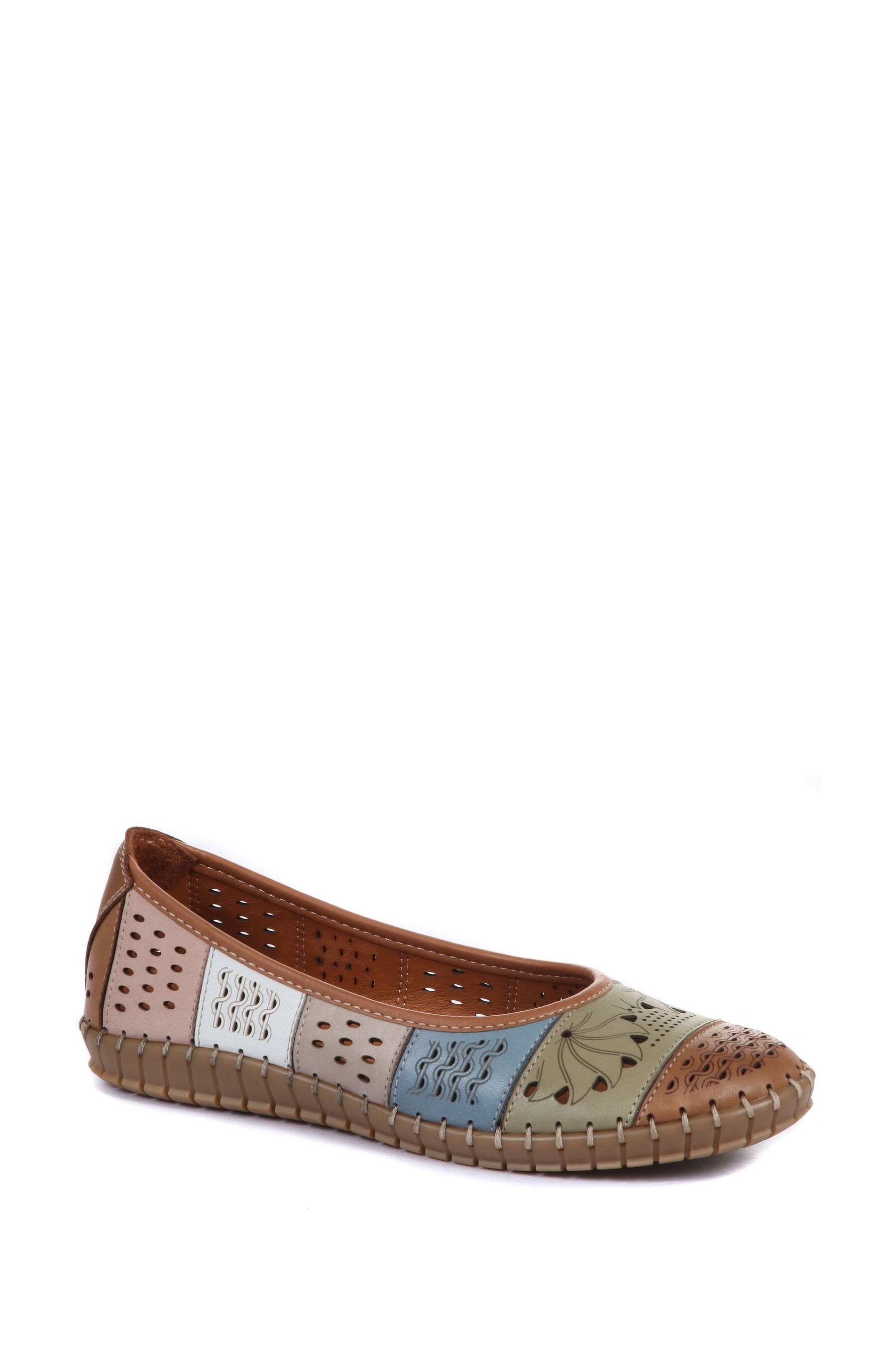 Buy Bellissimo Ladies Tan Brown Flat Leather Ballerina Shoes from Next Luxembourg