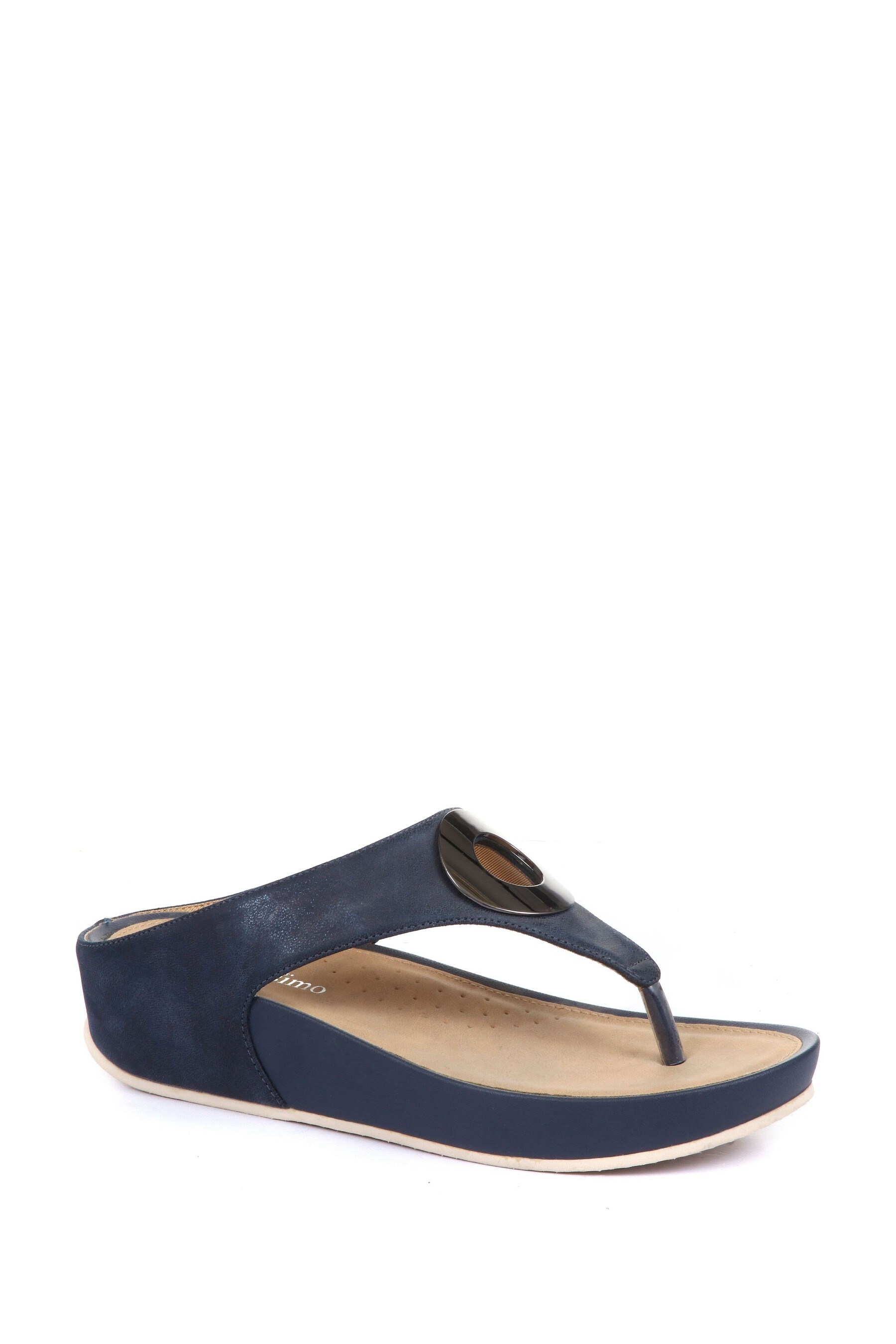 Buy Bellissimo Ladies Navy Blue Metallic Toe Post Sandals from Next Luxembourg