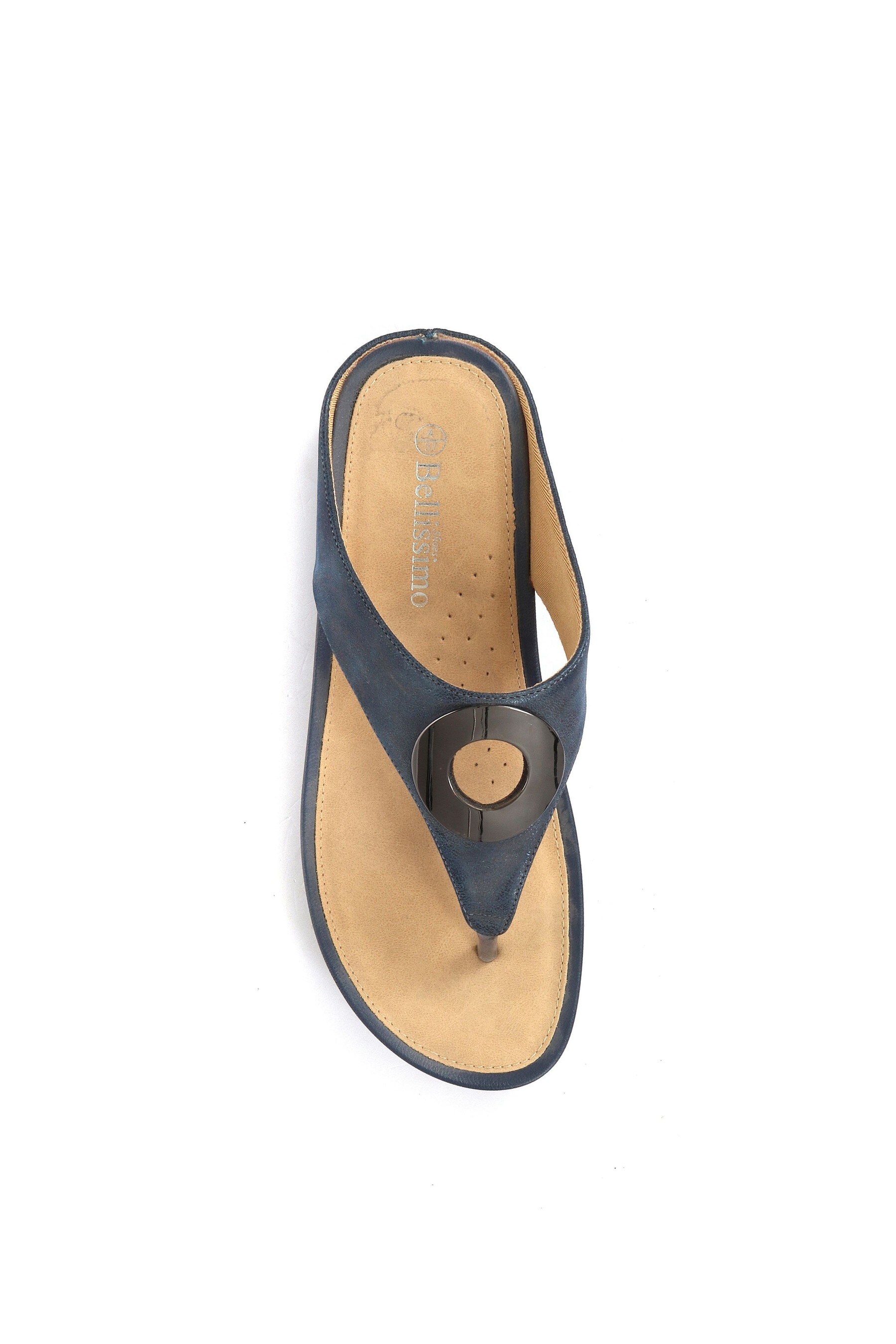 Buy Bellissimo Ladies Navy Blue Metallic Toe Post Sandals from Next Luxembourg