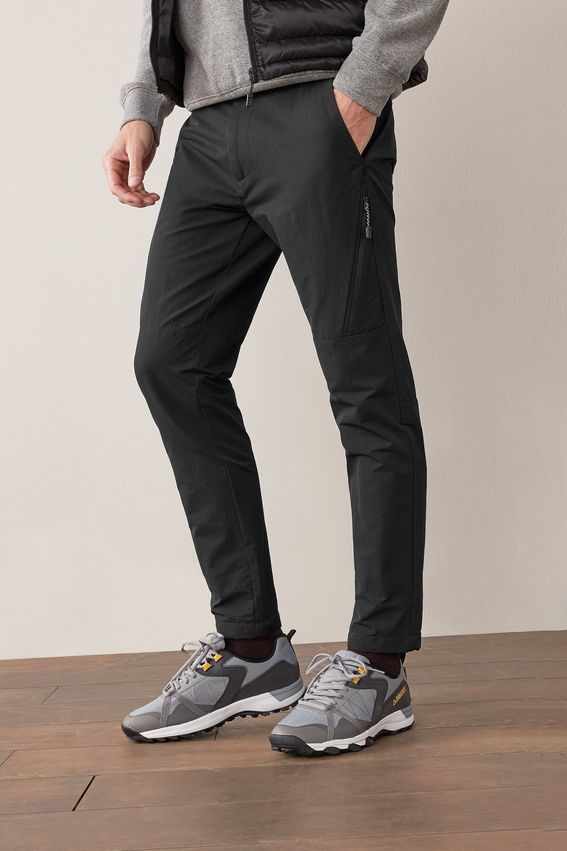 Black Slim Shower Resistant Walking Trousers - Image 1 of 5