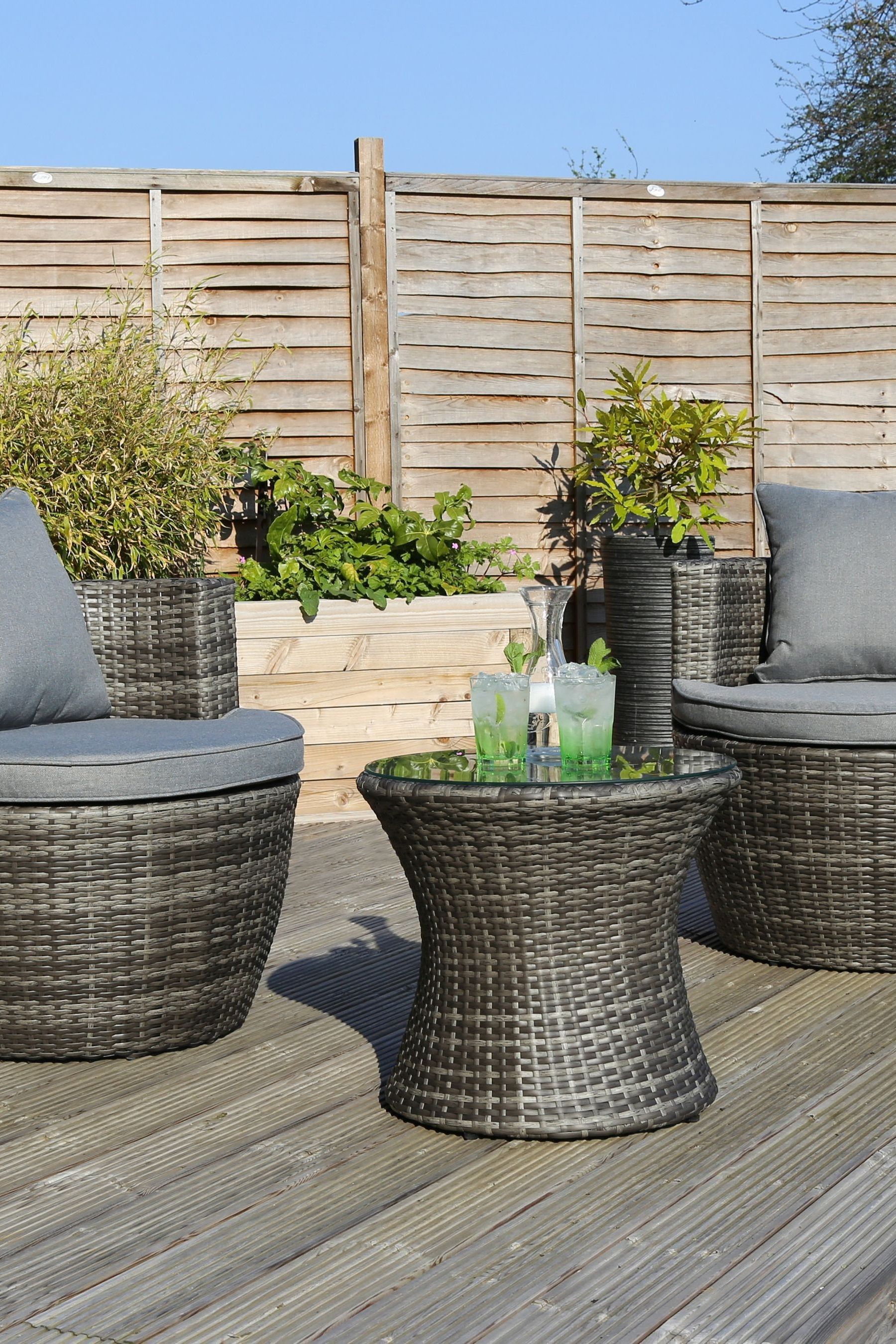 Buy Charles Bentley Grey Garden 3 Piece Stacking Rattan Furniture Set from the Next UK online shop