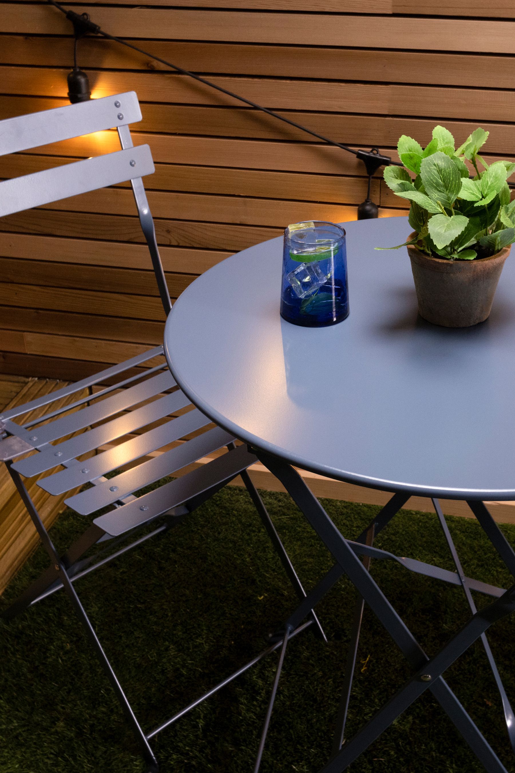 Buy Charles Bentley Navy Grey Garden Folding Metal Bistro Set from the Next UK online shop