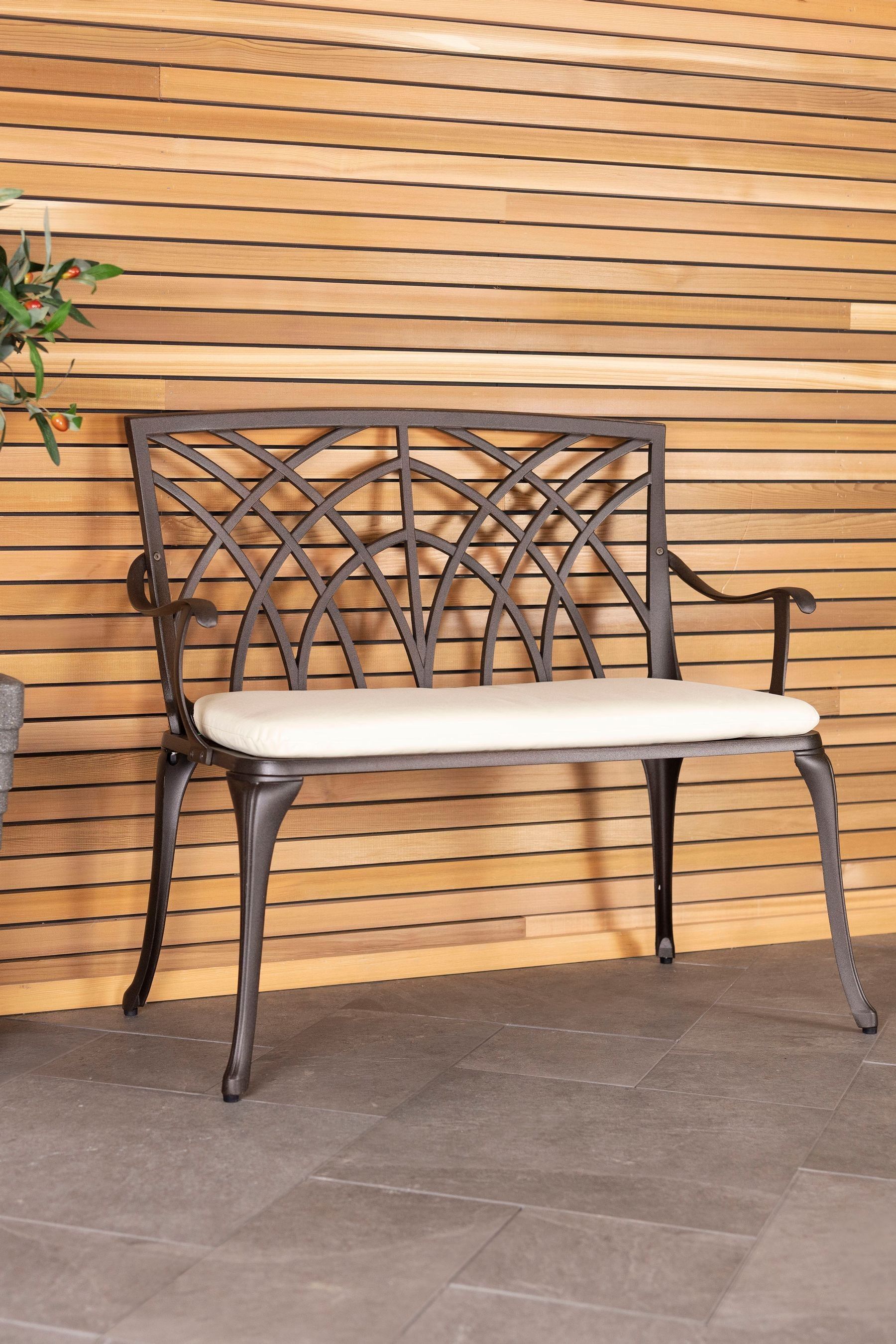 Charles Bentley Black Garden 2 Seater Cast Aluminium Bench