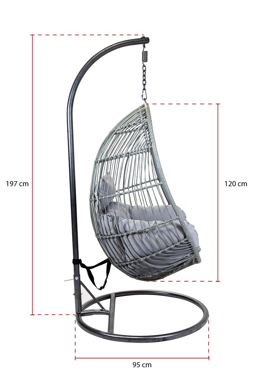 Charles Bentley Grey Garden Rattan Hanging Egg Chair - Image 2 of 5